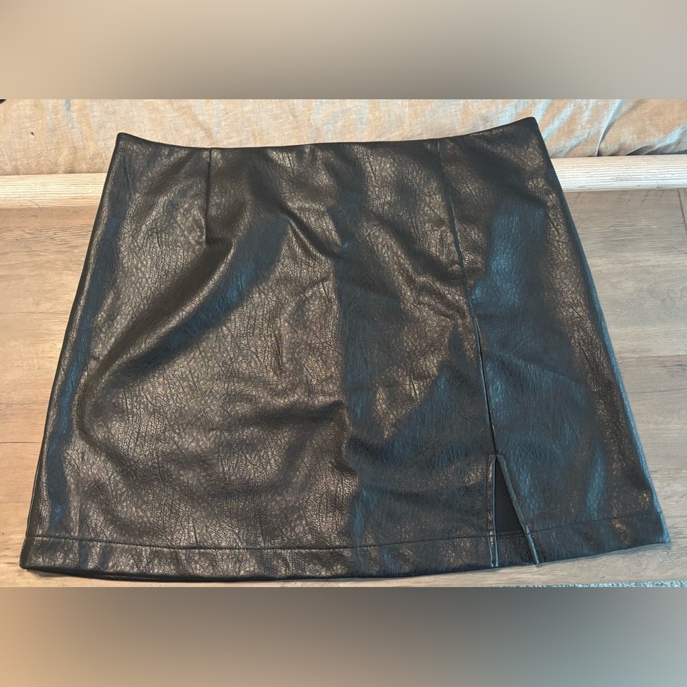 Black Faux Leather Skirt